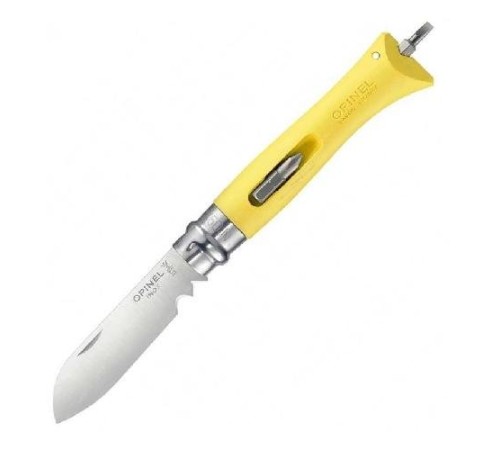 Нож Opinel №09 DIY, нержавеющая сталь, сменные биты, желтый, блистер (2138), 002138