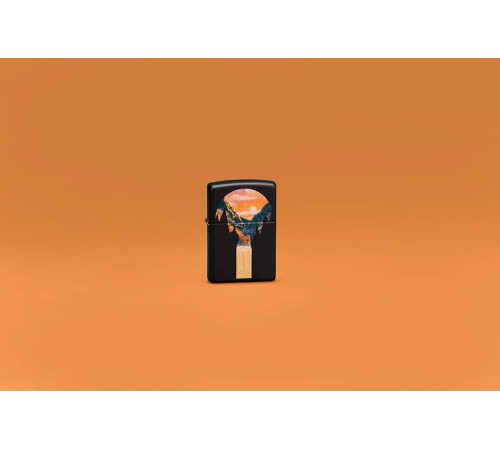 Зажигалка ZIPPO Mountain Waterfall с покрытием Black Light, латунь/сталь, черная,матовая 38x13x57 мм