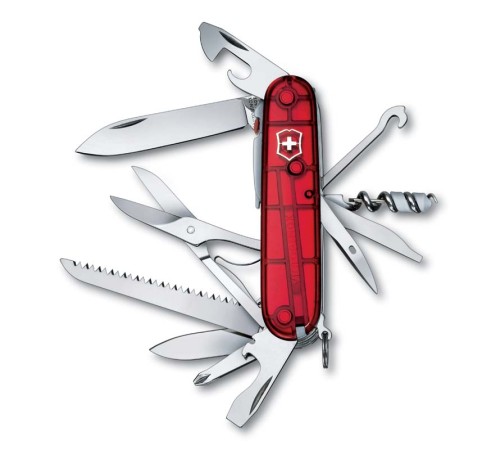 Нож перочинный VICTORINOX Huntsman Lite, 91 мм, 21 функция, полупрозрачный красный
