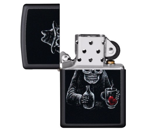 Зажигалка ZIPPO Bar Skull Design с покрытием Black Matte, латунь/сталь, чёрная, матовая, 38x13x57 мм