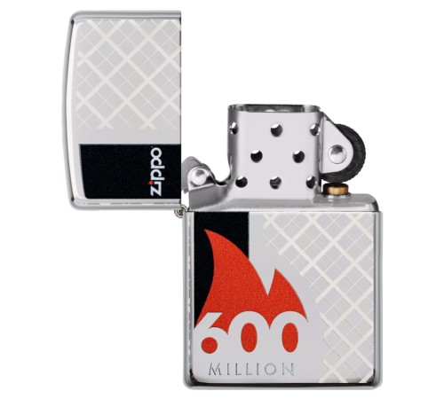 Зажигалка ZIPPO 600 Million с покрытием High Polish Chrome, латунь/сталь, серебристая, 38x13x57 мм