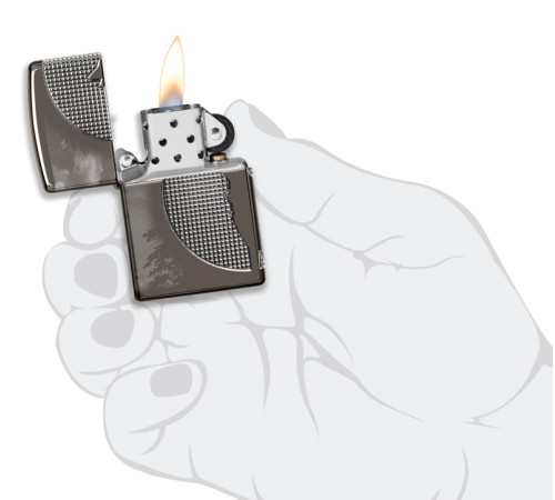Зажигалка ZIPPO Armor™ Wolf  с покрытием High Polish Black Ice®, латунь/сталь, чёрная, 38x13x57 мм