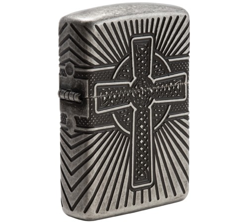 Зажигалка ZIPPO Armor® с покрытием Antique Silver, латунь/сталь, серебристая, матовая, 38x13x57 мм