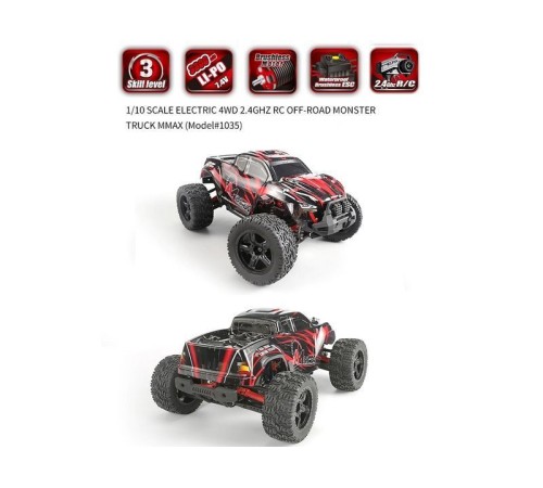 Радиоуправляемый монстр Remo Hobby MMAX Brushless (красный) 4WD 2.4G 1/10 RTR