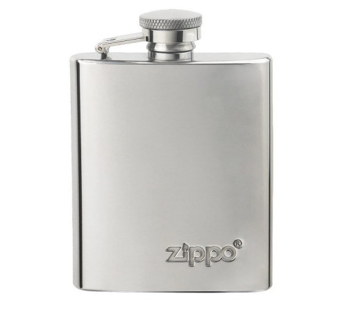 Подарочный набор ZIPPO: фляжка 89 мл и зажигалка, латунь/сталь, серебристый, в коробке с подвесом