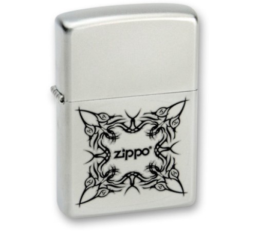 Зажигалка ZIPPO Tattoo Design, с покрытием Satin Chrome™, латунь/сталь, серебристая, 38x13x57 мм