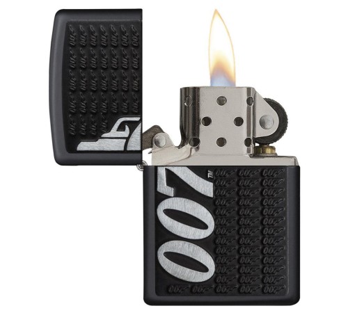 Зажигалка ZIPPO James Bond 007™ с покрытием Black Matte, латунь/сталь, чёрная, матовая, 38x13x57 мм