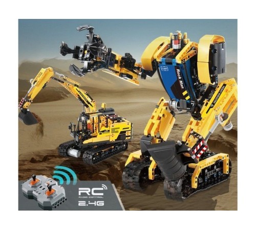 Радиоуправляемый конструктор CADA 2 в 1 экскаватор ROCK MAN (930 деталей)