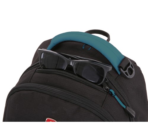 Рюкзак SWISSGEAR, черный/бирюзовый, фьюжн/2 мм рипстоп, 32x15x46 см, 22 л