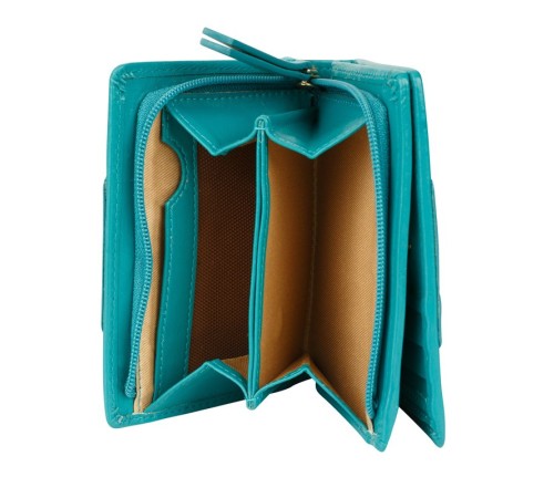 Кошелёк Cross Kelly Wall Turquish, кожа наппа, гладкая, цвет тёмно-бирюзовый, 11,2 x 9,4 x 2 см