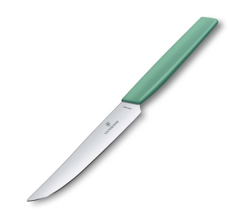 Нож для стейка VICTORINOX Swiss Modern, лезвие 12 см с прямой кромкой, мятно-зелёный