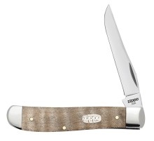 Нож перочинный ZIPPO Natural Curly Maple Wood Mini Trapper, 89 мм, бежевый + ЗАЖИГАЛКА ZIPPO 207