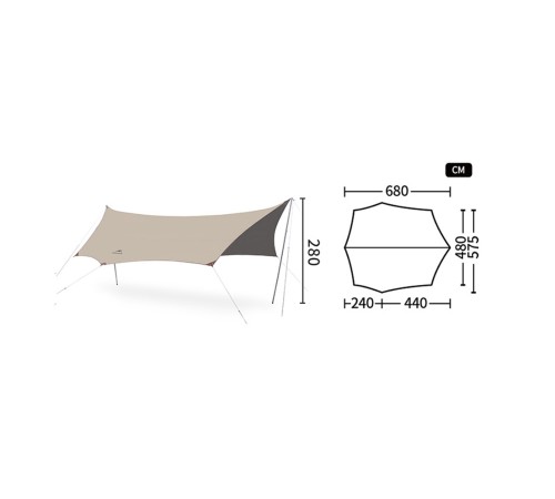 Тент Naturehike Cloud Skies Tarp C2350WS010 150D 500*380 см песочный, 6927595796498