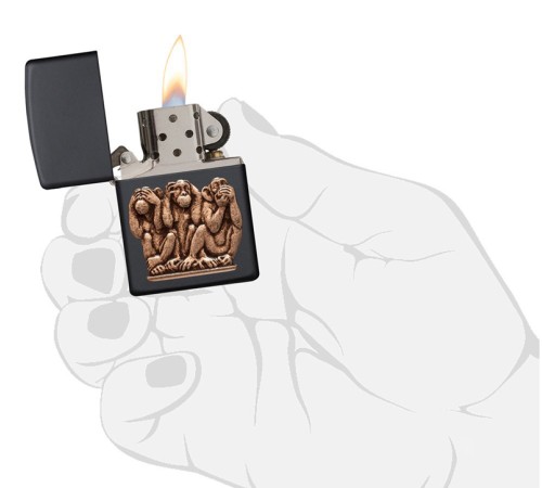 Зажигалка ZIPPO Classic с покрытием Black Matte, латунь/сталь, чёрная, матовая, 38x13x57 мм