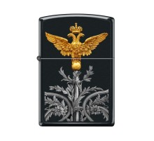 Зажигалка ZIPPO Двуглавый орёл, с покрытием Black Matte, латунь/сталь, чёрная, матовая, 38x13x57 мм