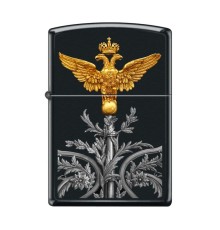 Зажигалка ZIPPO Двуглавый орёл, с покрытием Black Matte, латунь/сталь, чёрная, матовая, 38x13x57 мм
