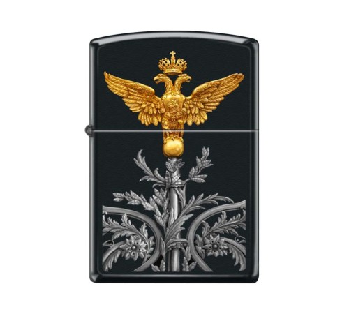 Зажигалка ZIPPO Двуглавый орёл, с покрытием Black Matte, латунь/сталь, чёрная, матовая, 38x13x57 мм