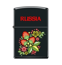 Зажигалка ZIPPO Ягода-Малина, с покрытием Black Matte, латунь/сталь, чёрная, матовая, 38x13x57 мм