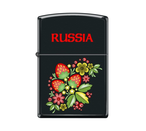 Зажигалка ZIPPO Ягода-Малина, с покрытием Black Matte, латунь/сталь, чёрная, матовая, 38x13x57 мм