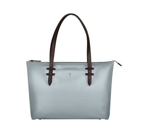 Сумка VICTORINOX Victoria Deluxe Business Tote, серо-синяя, нейлон/кожа, 47x15x31 см, 16 л