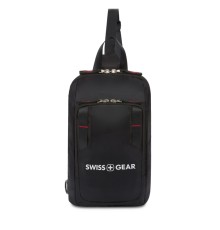 Рюкзак SWISSGEAR с одним плечевым ремнем, черный/красный, полиэстер рип-стоп, 18 x 5 x 33 см, 4 л