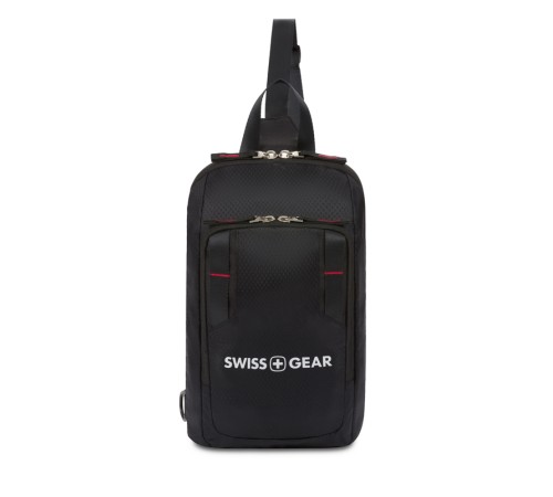 Рюкзак SWISSGEAR с одним плечевым ремнем, черный/красный, полиэстер рип-стоп, 18 x 5 x 33 см, 4 л