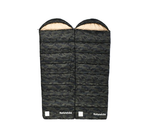 Ультралёгкий спальный мешок Naturehike CNK2350WS023 M320 хлопковый с капюшоном весна осень камуфляжный, молния слева
