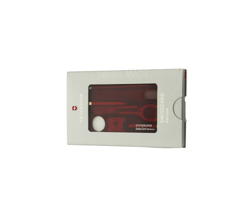 Швейцарская карточка VICTORINOX SwissCard Nailcare, 13 функций, полупрозрачная красная