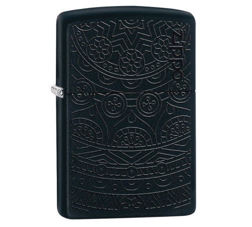 Зажигалка ZIPPO Tone on Tone Design с покрытием Black Matte, латунь/сталь, чёрная, 38x13x57 мм