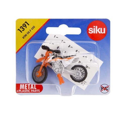 Мотоцикл Siku 1391 KTM SX-F 450 кроссовый 1/87, 5.6 см, оранжевый/белый
