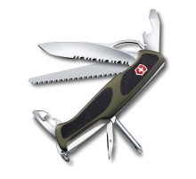 Нож перочинный VICTORINOX RangerGrip 178, 130 мм, 12 функций, с фиксатором, зелёный с чёрным