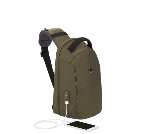 Рюкзак-антивор SWISSGEAR, хаки, Heather 600D, 21 x 12,5 x 34 см, 8,5 л