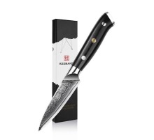 Нож из дамасской стали для овощей Keemake 3.5 Inch Paring Knife, черный