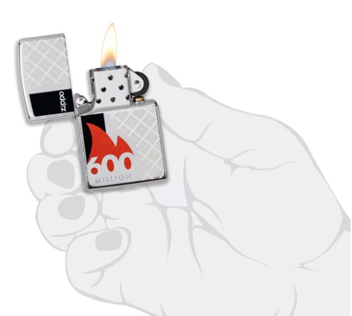 Зажигалка ZIPPO 600 Million с покрытием High Polish Chrome, латунь/сталь, серебристая, 38x13x57 мм