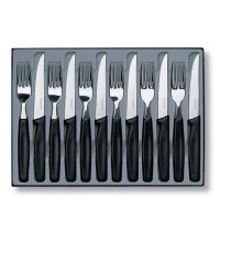 Набор столовых приборов VICTORINOX: 6 ножей для стейков 5.1233 и 6 вилок 5.1543, чёрная рукоять