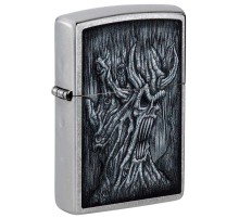 Зажигалка ZIPPO Evil Tree с покрытием Street Chrome, латунь/сталь, серебристая, 38x13x57 мм