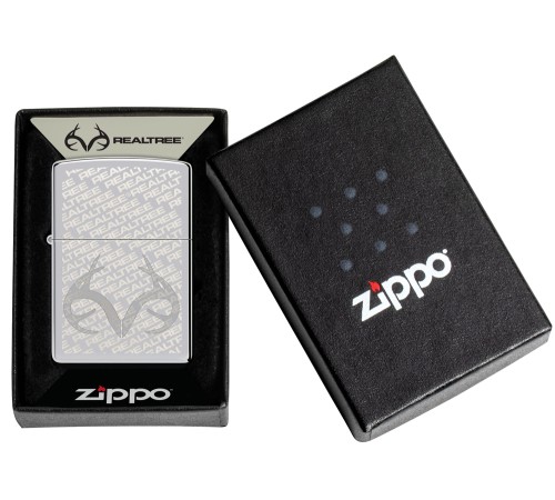 Зажигалка ZIPPO Reatree® с покрытием High Polish Chrome, латунь/сталь, серебристая, 38x13x57 мм