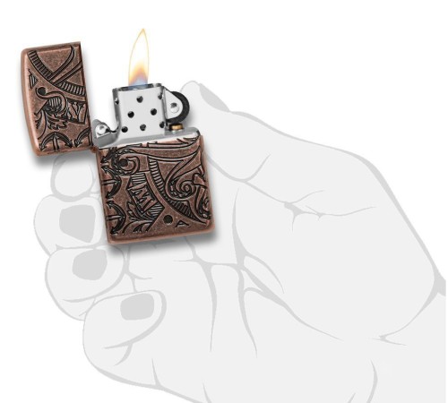 Зажигалка ZIPPO Armor™ с покрытием Antique Copper™, латунь/сталь, медная, матовая, 38x13x57 мм
