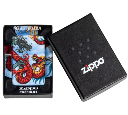 Зажигалка Zippo Dragon с покрытием White Matte, латунь/сталь, разноцветная, матовая, 38x13x57 мм