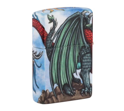 Зажигалка Zippo Dragon с покрытием White Matte, латунь/сталь, разноцветная, матовая, 38x13x57 мм