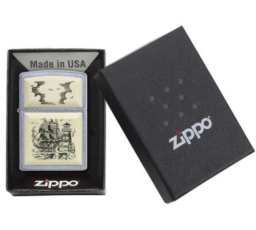 Зажигалка ZIPPO Classic с покрытием Street Chrome™, латунь/сталь, серебристая, 36x12x56 мм