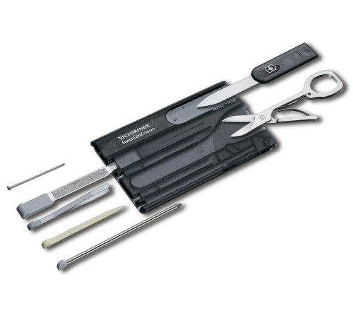 Швейцарская карточка VICTORINOX SwissCard Classic, 10 функций, полупрозрачная чёрная