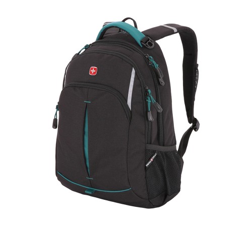 Рюкзак SWISSGEAR, черный/бирюзовый, фьюжн/2 мм рипстоп, 32x15x46 см, 22 л