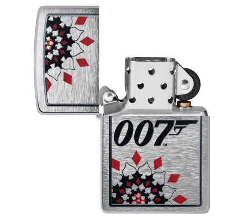 Зажигалка ZIPPO James Bond™ с покрытием Brushed Chrome, латунь/сталь, серебристая, 38x13x57 мм