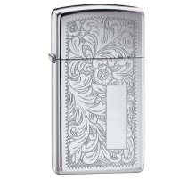 Зажигалка ZIPPO Slim® Venetian® с покрытием High Polish Chrome, латунь/сталь, 29x10x60 мм