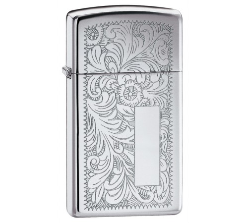 Зажигалка ZIPPO Slim® Venetian® с покрытием High Polish Chrome, латунь/сталь, 29x10x60 мм