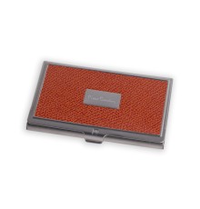 Визитница Pierre Cardin. Корпус - металл, иск.кожа. Размер 9,3 х 6,0 х 0,8 см. Цвет - оранжевый.