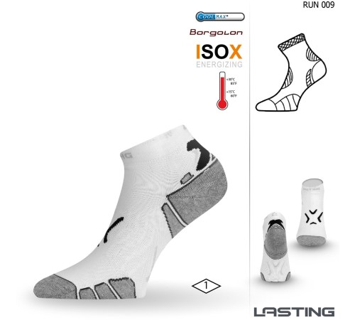 Носки Lasting RUN 009, microfiber+polypropylene, белый с черной полоской, размер S, RUN009-S