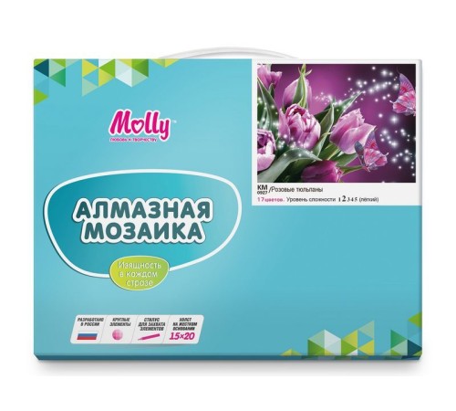 Картина мозаикой 15х20 РОЗОВЫЕ ТЮЛЬПАНЫ (17 цветов)