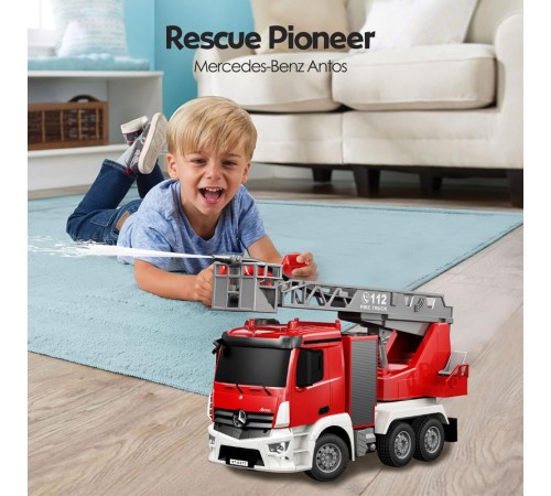 Радиоуправляемая пожарная машина Double Eagle Mercedes-Benz ANTOS 1/26 2.4G брызгает водой RTR
